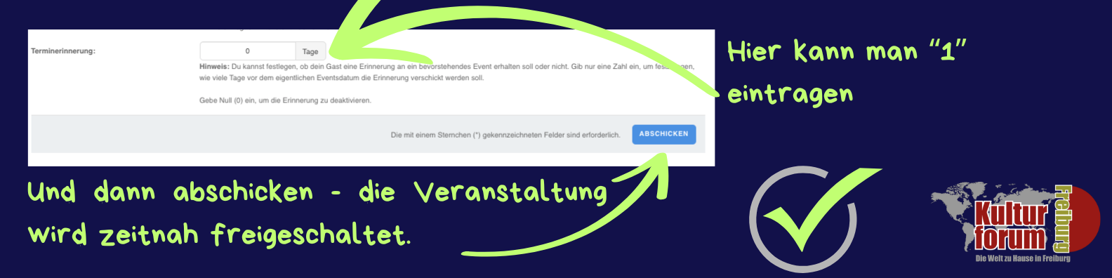 Anzahl Tage und abschicken